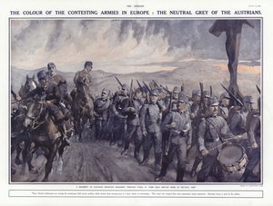 Østrigske soldater marcherer gennem Tyrol, Første Verdenskrig, 1914
